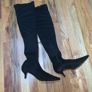 Zara Black Velvet Over the Knee Boots !